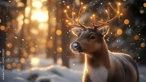 A deer adorned with glowing...