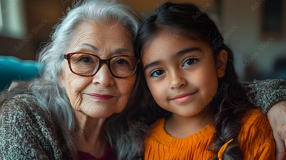 A warm embrace between a grandmother and granddaughter, showcasing love. A warm embrace between a grandmother and granddaughter, showcasing love.