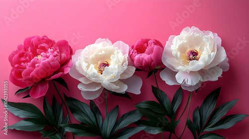 Vibrant peonies arranged ag...