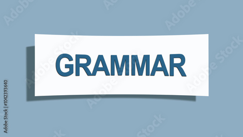 Foto Grammar. A card isolated on blue background.