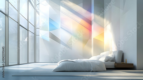 Modern bedroom with geometr...