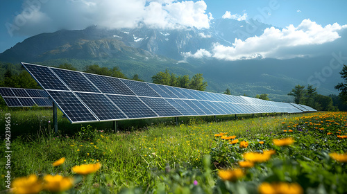 Solar panels in a field wit...