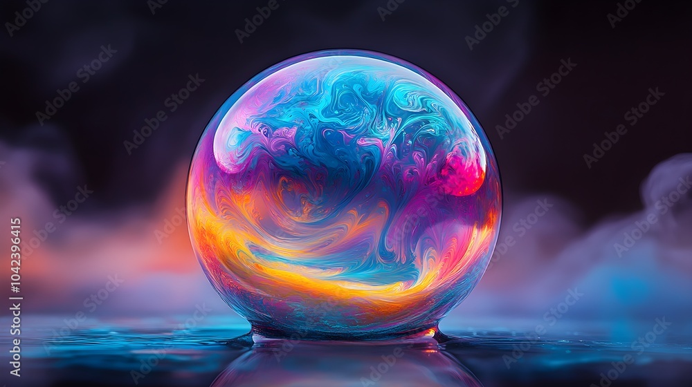 Ultra-detailed shot of a soap bubble with swirling colors, casting a soft glow on a completely dark background, giving a surreal effect. Soap bubble, vivid colors Ultra-detailed shot of a soap bubble with swirling colors, casting a soft glow on a completely dark background, giving a surreal effect. Soap bubble, vivid colors