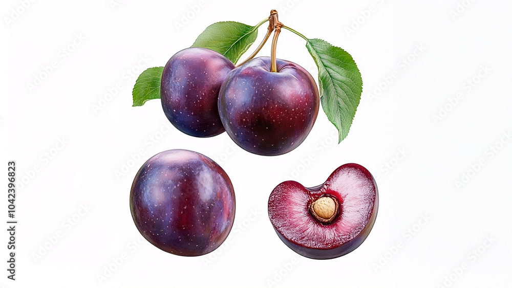 Obraz premium plums isolated on white background