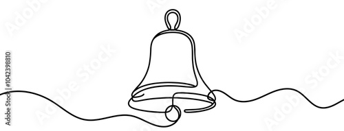 Continuous line drawing representing a bell ringing
