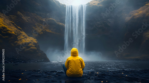 A person in a yellow hoodie...