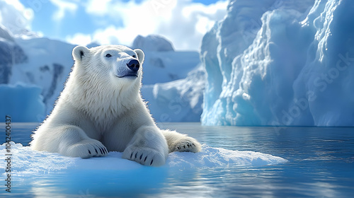 A polar bear resting on an ...