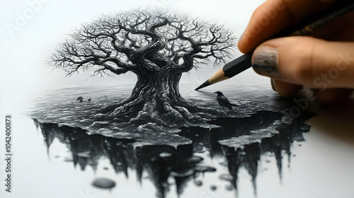 A detailed sketch of a surr...
