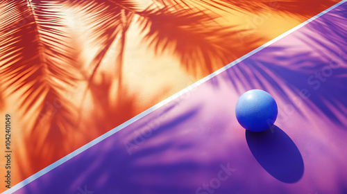 A vibrant scene with palm s...