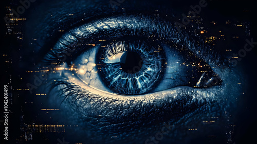 A close-up of a blue eye wi...