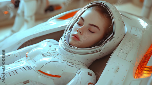 A serene figure in a futuri...