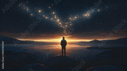 A silhouette gazes at a sta...