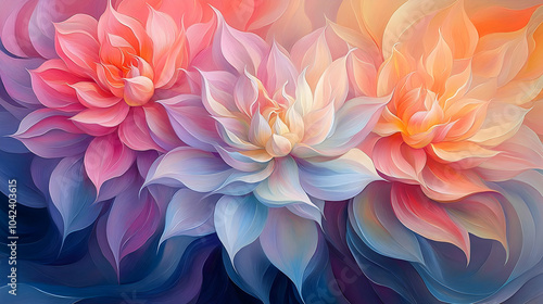 Colorful abstract flowers w...
