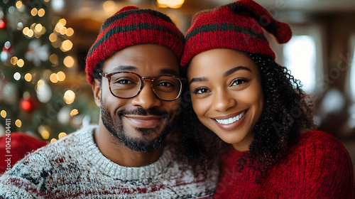 A cheerful couple in festiv...