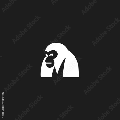 Minimalist and Modern Monkey Logo Design, Simple Chimpanzee, Elegant Orangutan Illustration photo