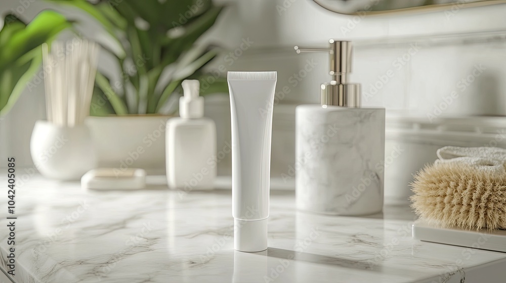 White tube on a marble countertop. Perfect for showcasing your skincare products! White tube on a marble countertop. Perfect for showcasing your skincare products!