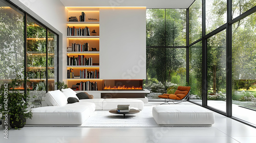 Modern living room with a c...