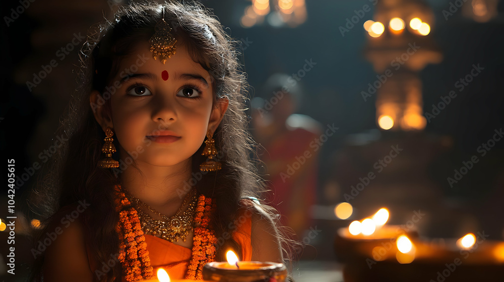 Little Girl in Temple with Candles Little Girl in Temple with Candles