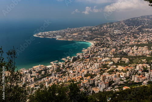 Aerial view of Jounieh town, Lebanon