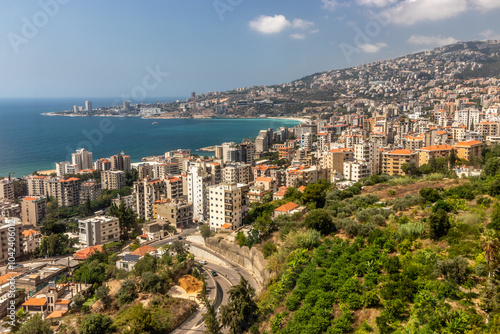 Aerial view of Jounieh town, Lebanon photo