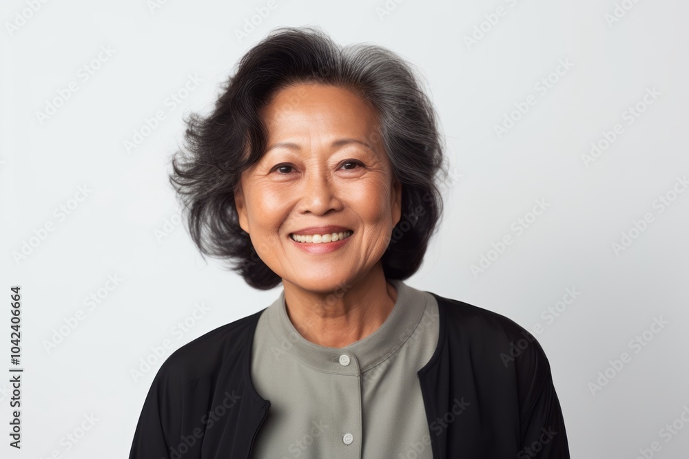 Portrait of a happy senior asian woman smiling on white background Portrait of a happy senior asian woman smiling on white background