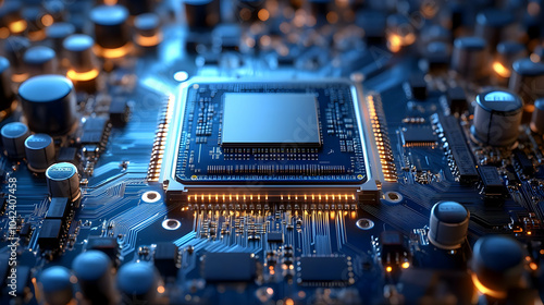 Close-up of a microchip on ...