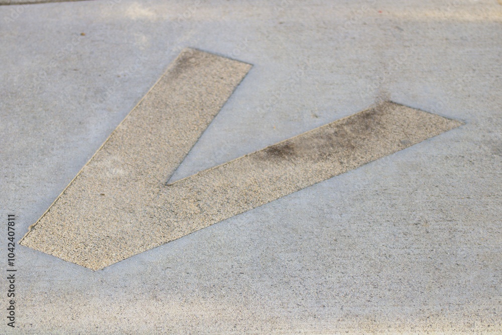 Fototapeta premium letter V on sidewalk at children's school park