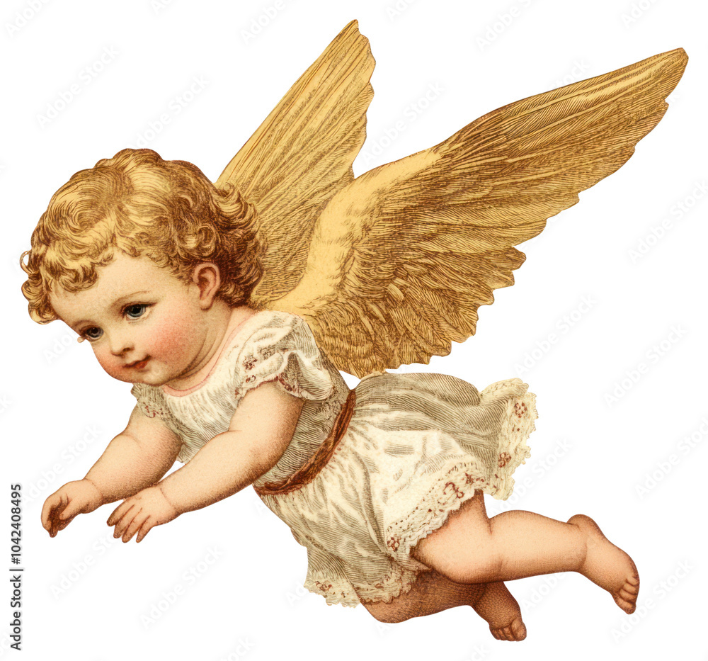 Fototapeta premium PNG Christmas baby angel illustration vintage vintage illustration.