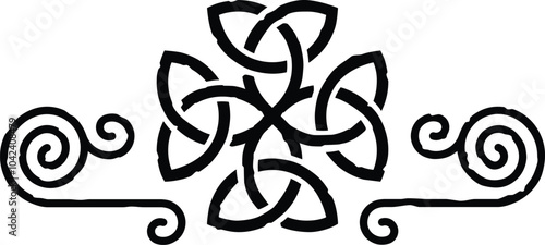 Celtic Spiral Lines and Triquetra Knot Ornament Graphic