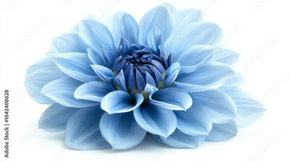 Isolated blue Dahlia close-up on pure white background, perfect for flower-related ads, with sharp detail and clipping path for easy integration Isolated blue Dahlia close-up on pure white background, perfect for flower-related ads, with sharp detail and clipping path for easy integration