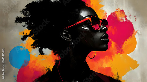 A stylized portrait of a wo...