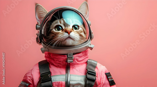 Cat in a pink astronaut sui...