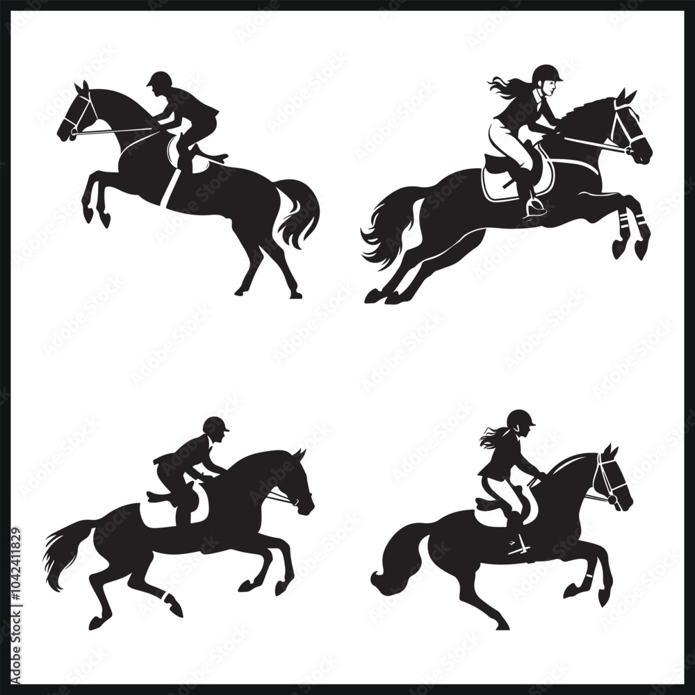 Equestrian jumping silhouettes Equestrian jumping silhouettes