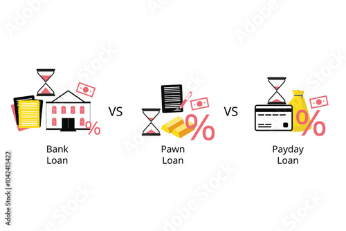 Difference between bank loan, pawn loan, payday loan