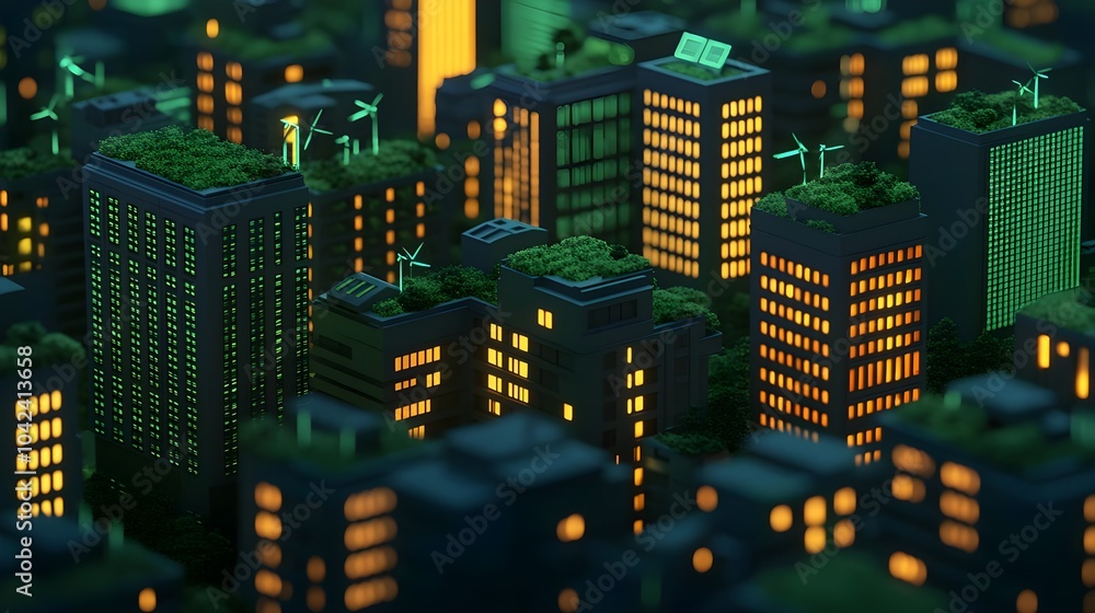 Sustainable Cityscape Night Sustainable Cityscape Night