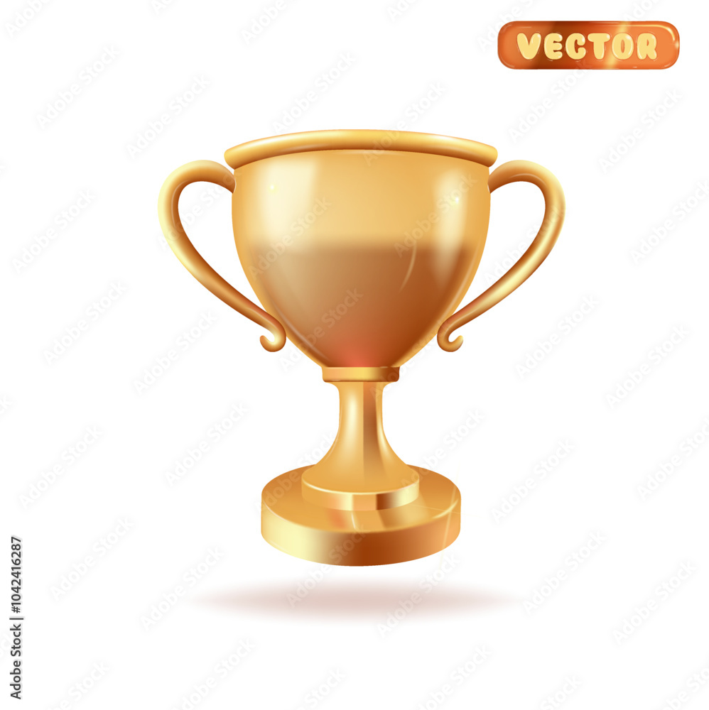 Vector golden cup, isolated 3d objects, realistic design. Poster and element for sports tournaments and other events. Symbol of victory and success. Celebration and ceremony concept. Vector golden cup, isolated 3d objects, realistic design. Poster and element for sports tournaments and other events. Symbol of victory and success. Celebration and ceremony concept.