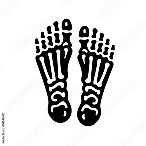 Skeleton feet pair vector illustration isolated with detailed bones, ideal for educational tools, medical projects, and Halloween themes
