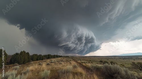 Dramatic Scud Clouds Skimming Through Windy Landscape
