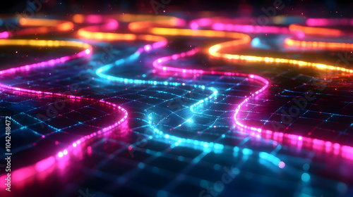 Colorful neon lines create ...