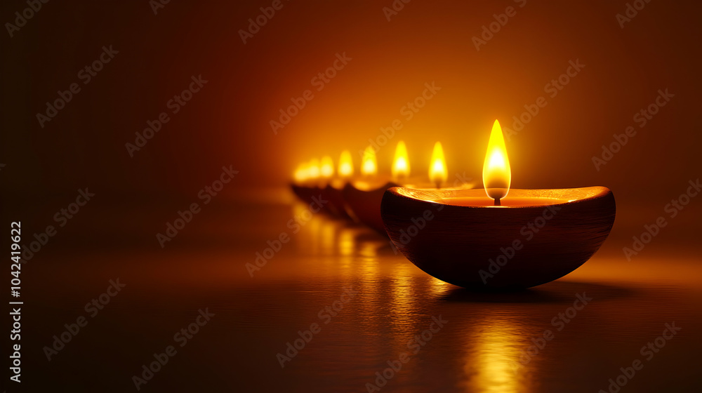 Candles Illuminate the Darkness in a Row Candles Illuminate the Darkness in a Row