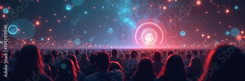 Wallpaper Mural A vibrant, immersive crowd gathering at a futuristic event, showcasing dynamic lights and energy, ideal for technology, entertainment, and event marketing. Torontodigital.ca