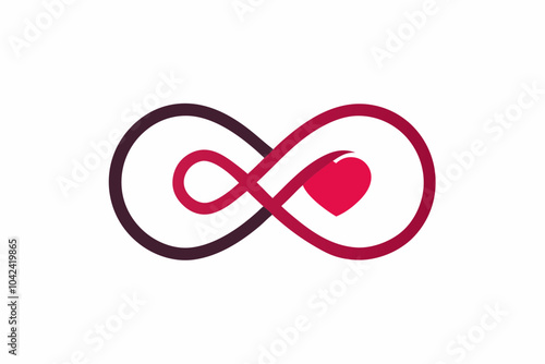 A heart with an infinity symbol. on white. Luxurious heart symbol Valentine graphic design.