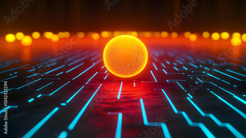 A glowing sphere on a futur...