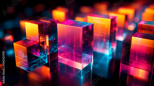 Abstract glowing cubes in v...