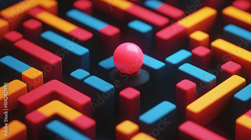 A vibrant maze with a centr...