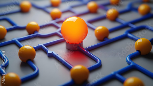 A vibrant orange sphere con...