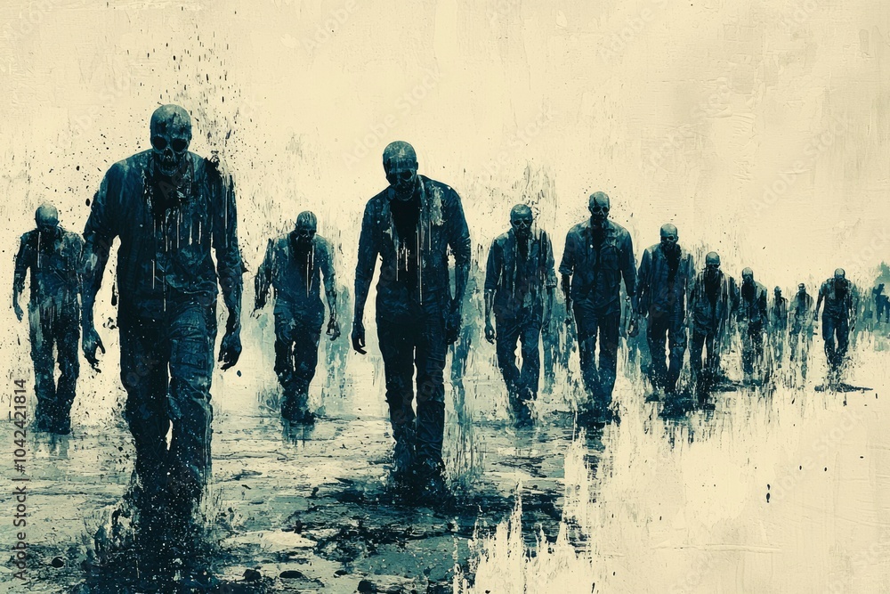 A Horde of Zombies Walking Towards the Viewer A Horde of Zombies Walking Towards the Viewer