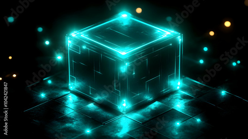 A glowing, futuristic cube ...