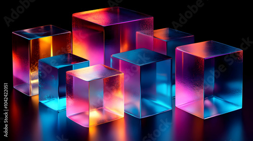 Colorful glass cubes illumi...