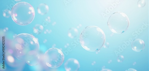 Wallpaper Mural Soft and ethereal bubbles floating in a soothing blue background, perfect for designs related to cleanliness, freshness, or tranquility. Torontodigital.ca
